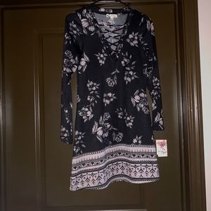 Black and Taupe Floral Dress